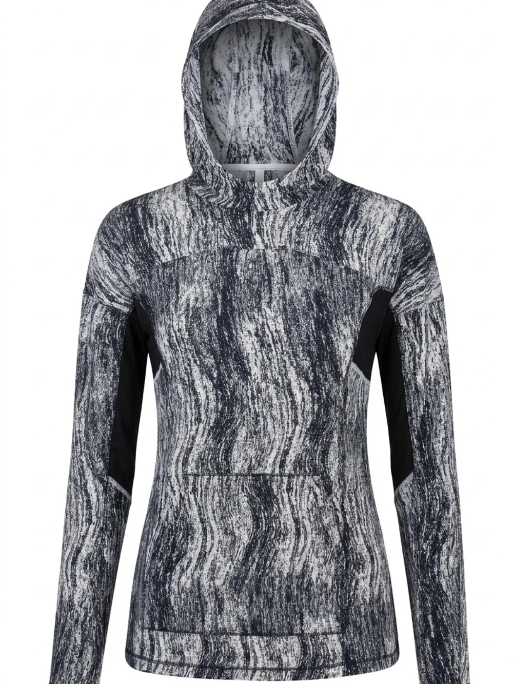 Lululemon Women's Black & White Marbled Hooded Athletic Top